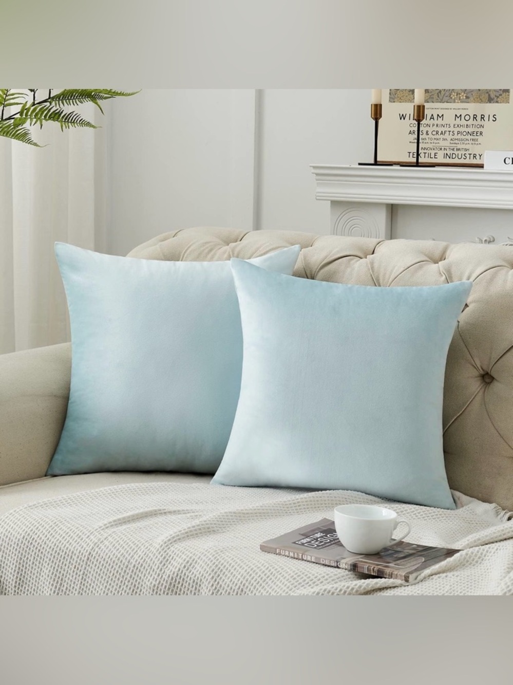 💜2 Velvet Decorative Square Pillowcases for Couch,Bedroom Size:20x20